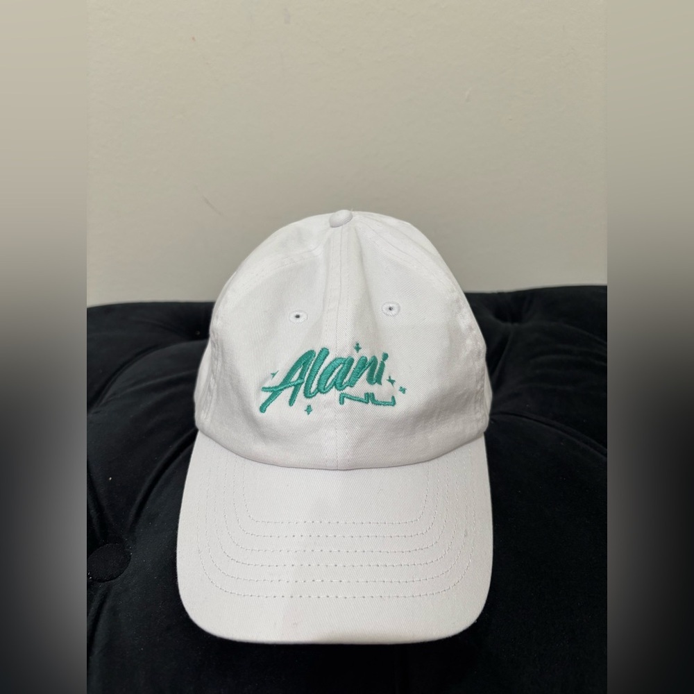 Alani Nu White Baseball Cap with Teal Embroidery